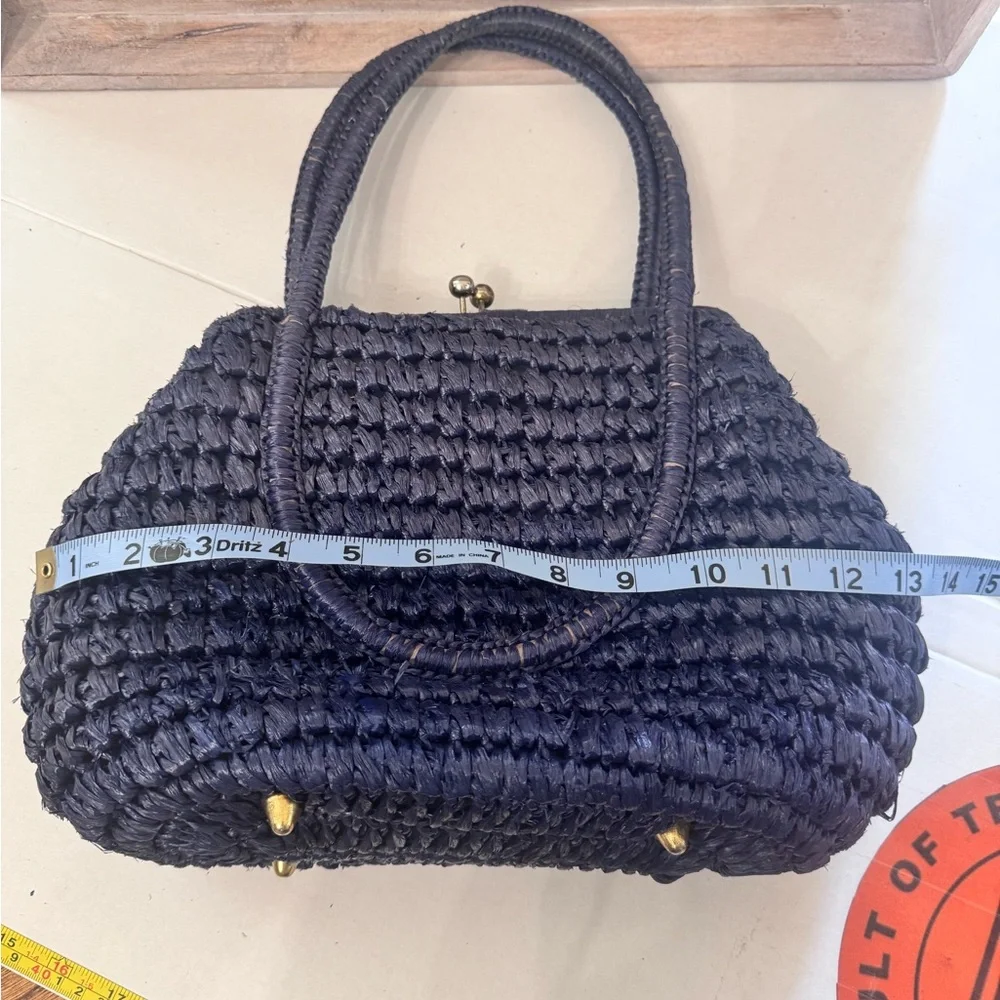 Vintage‎ 1950s 1960s Handbag Purse Cellophane straw made  in Japan